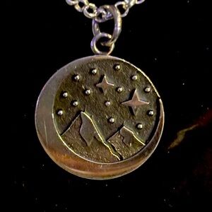 Moon Stars Mountain 925 Sterling silver Necklace